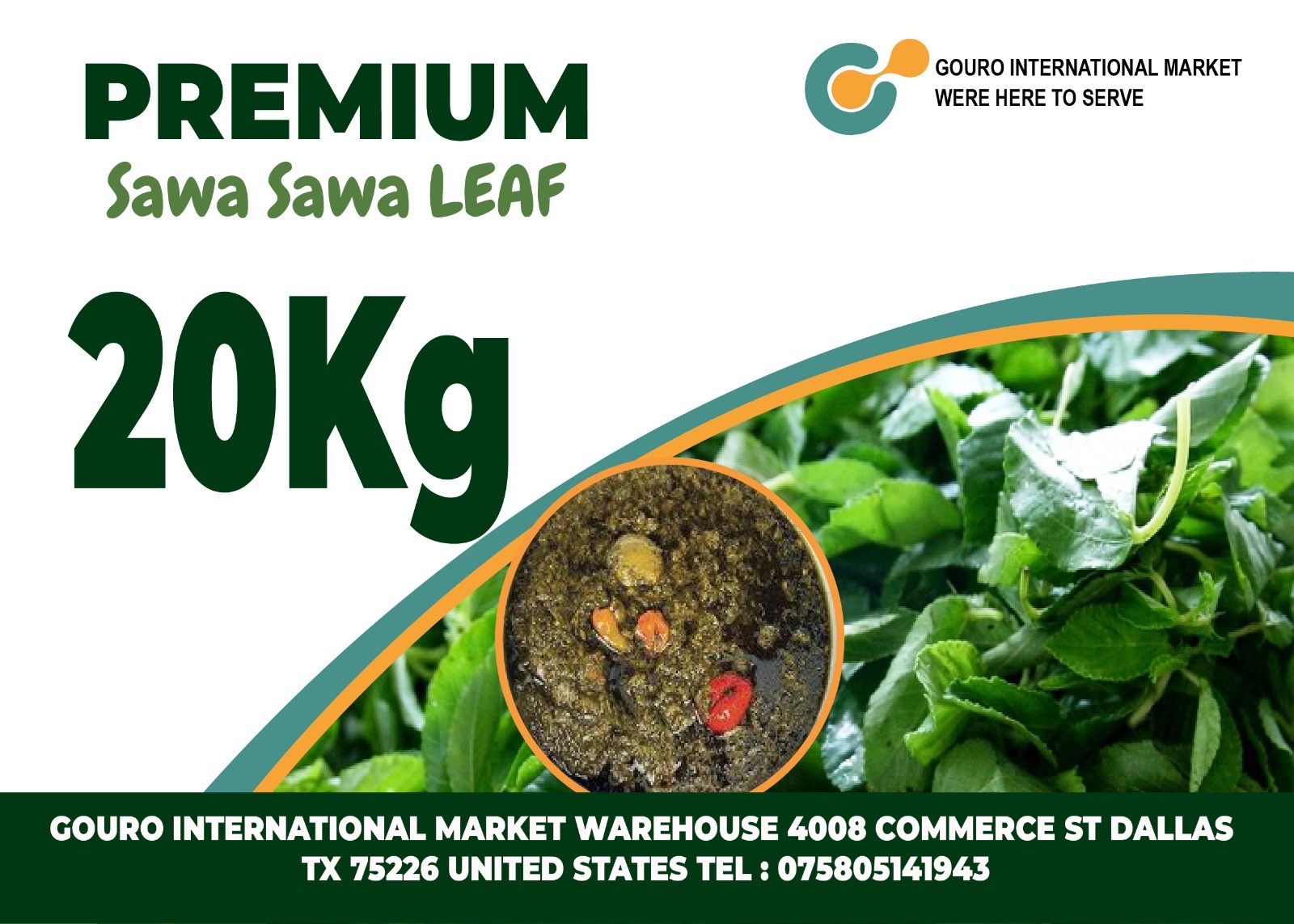 Premium Sawa Sawa Leaf 20 kg carton label